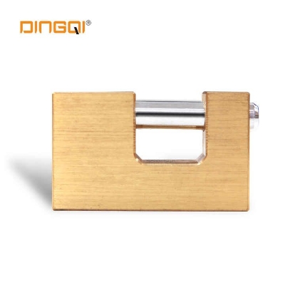 Picture of DingQi 90mm Heavy Duty Removable Cylinder 3 Master Key Brass Rectangular Rekeyable Padlock