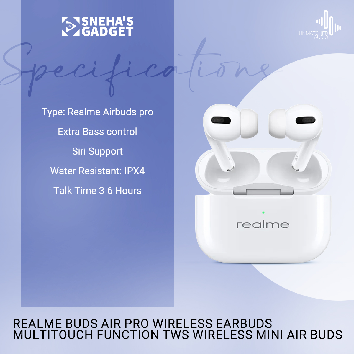 Picture of (Realme) Buds Air Pro Wireless Earbuds Multitouch Function Tws Wireless Mini Air Buds Bluetooth - Bluetooth Headphone - Bluetooth Headphone