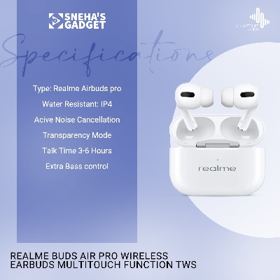 Picture of (Realme) Buds Air Pro Wireless Earbuds Multitouch Function Tws Wireless Mini Air Buds Bluetooth - Bluetooth Headphone