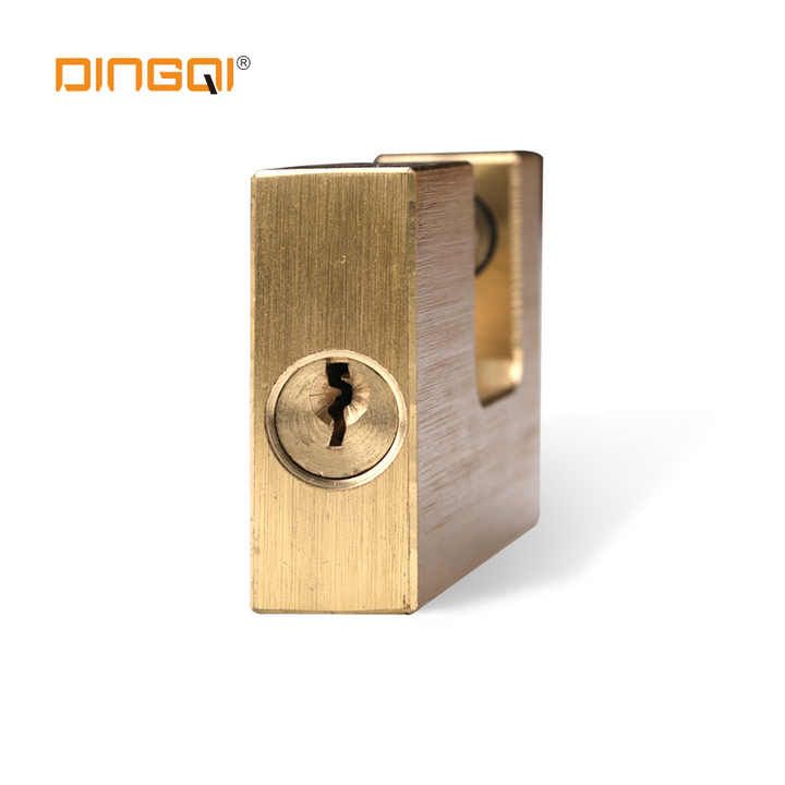 Picture of DingQi 90mm Heavy Duty Removable Cylinder 3 Master Key Brass Rectangular Rekeyable Padlock
