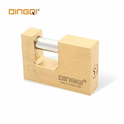 Picture of DingQi 90mm Heavy Duty Removable Cylinder 3 Master Key Brass Rectangular Rekeyable Padlock