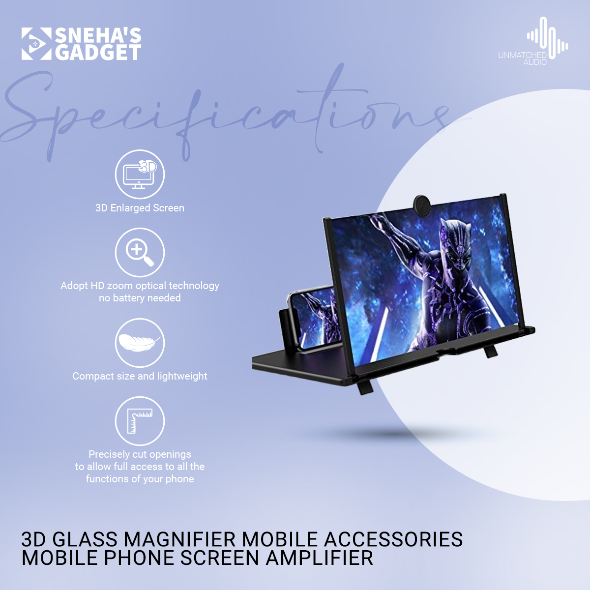 Picture of 3D Glass Magnifier Mobile Accessories Mobile Phone Screen Amplifier Foldable 3D Glass For Android Phone Screen Magnifier - Phone Cooler