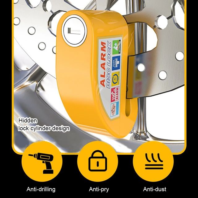 Picture of New Disc Brake Lock Strong Function Bicycle Alarm Disc Brake Lock for Electric Scooter Bike Motorcycle Lock