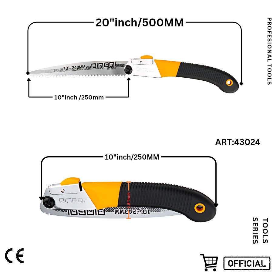 Picture of DingQi Cheap Price High Quality Wood Cutting 240mm Garden Tree Folding Pruning Saw With Plastic Handle
