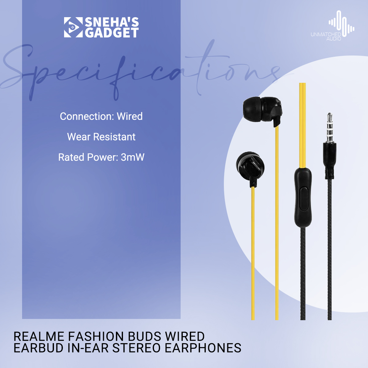 Picture of Realme Fashion buds Wired Earbud In-ear Stereo Earphones for All Smartphone