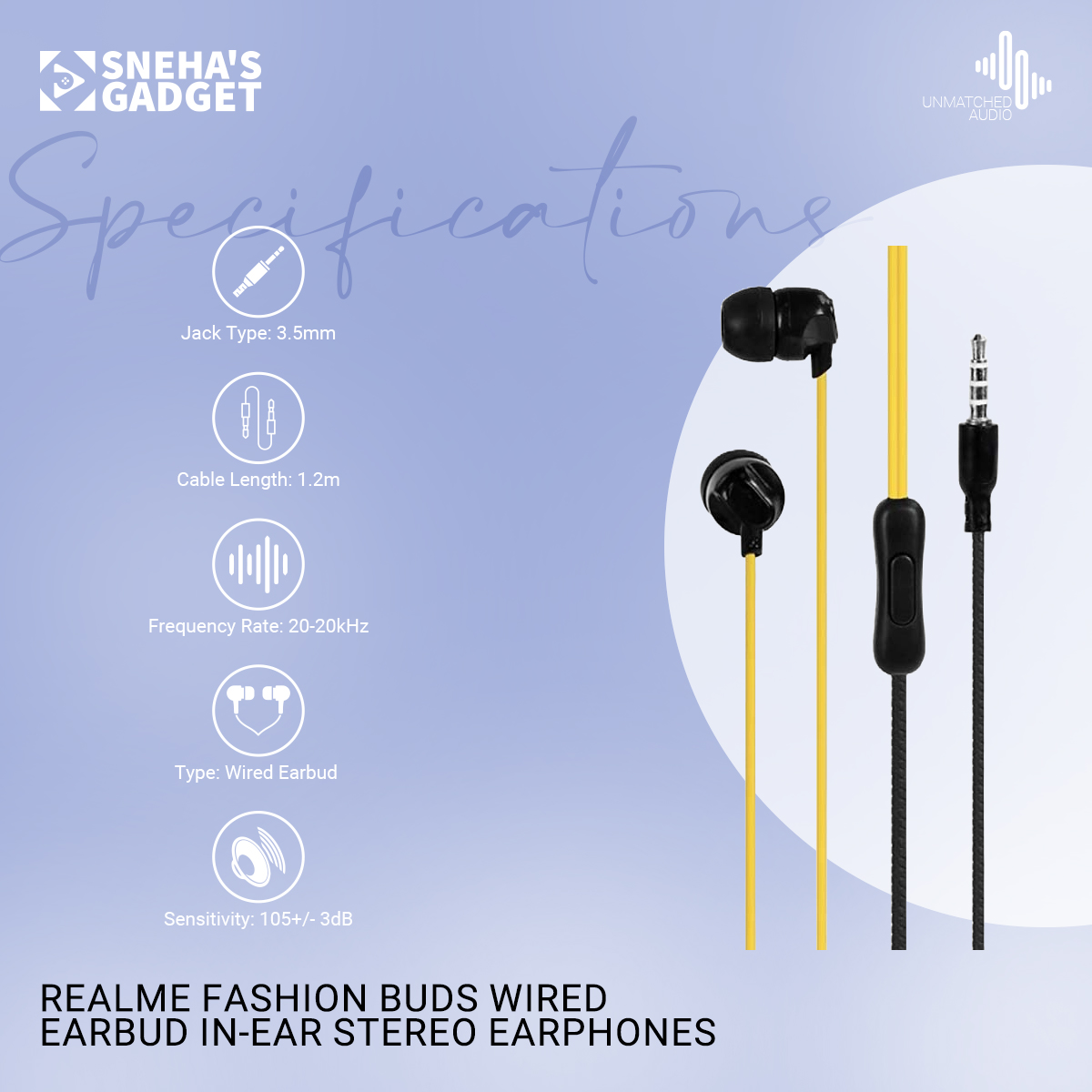 Picture of Realme Fashion buds Wired Earbud In-ear Stereo Earphones for All Smartphone