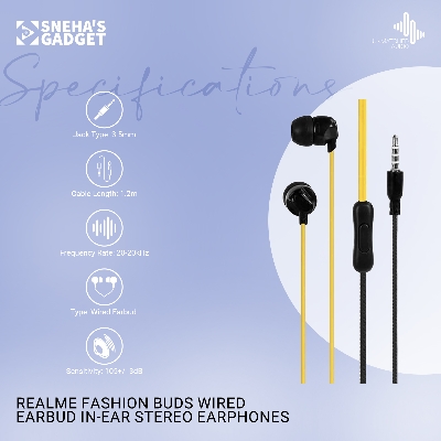 Picture of Realme Fashion buds Wired Earbud In-ear Stereo Earphones for All Smartphone