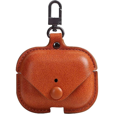 Picture of AirPods Pro Magnet Leather PU Case with Hook For apple Air Pods Pro-Brown