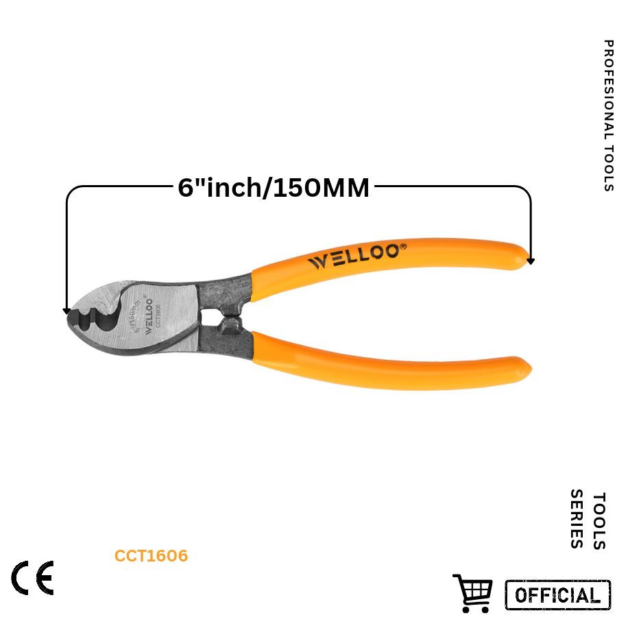 Picture of WELLOO 6"inch Professional Electric Wire Cable Cutting Plier for Cutting Cable Tools Universal Cutter Soft Grip Plastic Steel,steel