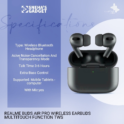 Picture of (Realme) Buds Air Pro Wireless Earbuds Multitouch Function TWS Wireless Mini Air Buds Bluetooth 5.0 Earphones