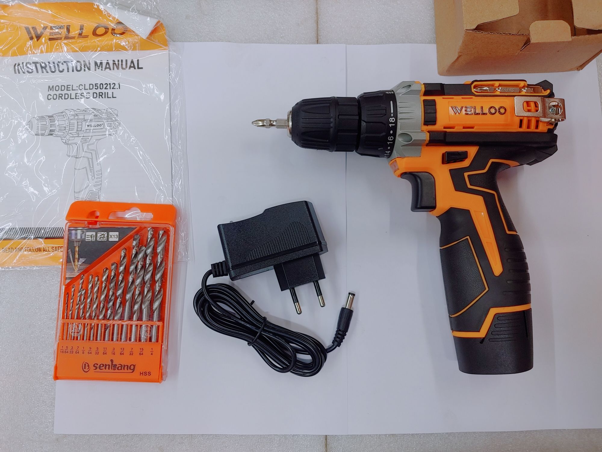 Picture of WELLOO 12v Professional LI-LON Cordless Drill & Screwgun with Hss Bit Set Free for Multipurpose Usage CLD50212.1