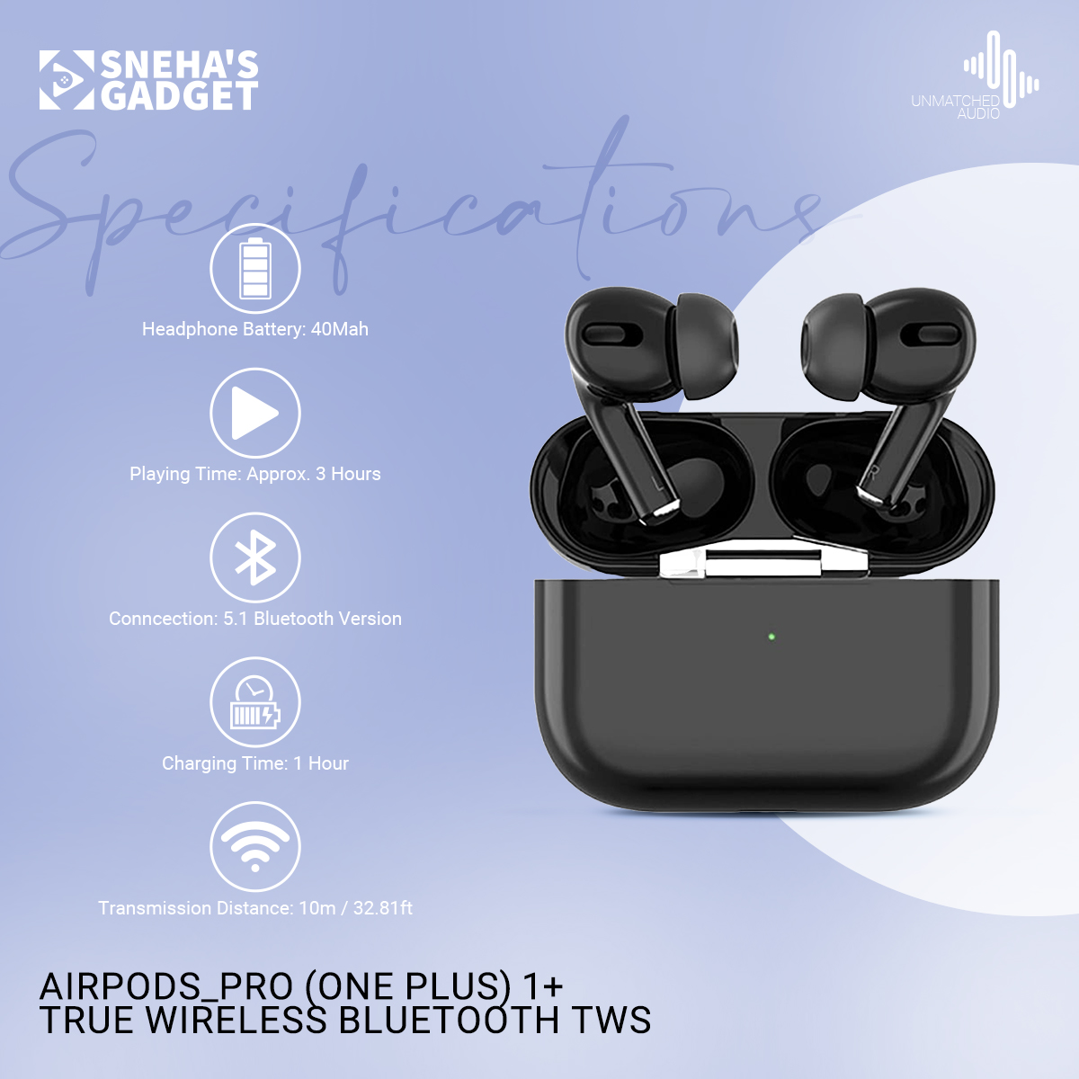 Picture of AirPods_Pro (one plus) 1+ True Wireless Bluetooth TWS Headset Earbuds Earphones