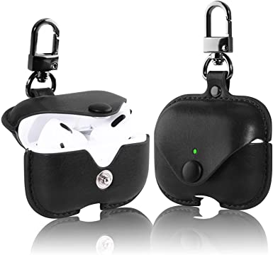 Picture of Airbuds Pro PU Leather Shockproof with Loss Prevention Clip Case Premium Protective Carrying Cover black