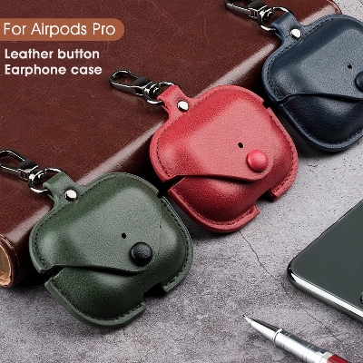 Picture of Airbuds Pro PU Leather Shockproof with Loss Prevention Clip Case Premium Protective Carrying Cover black