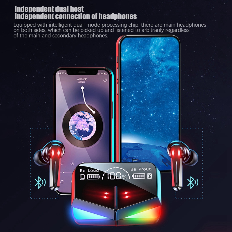 Picture of M28 TWS Bluetooth 5.1 Gaming Headset Dual Mode Wireless Earphones Sports Stereo Sound Low Latency LED Digital Display Smart Touch Earphone