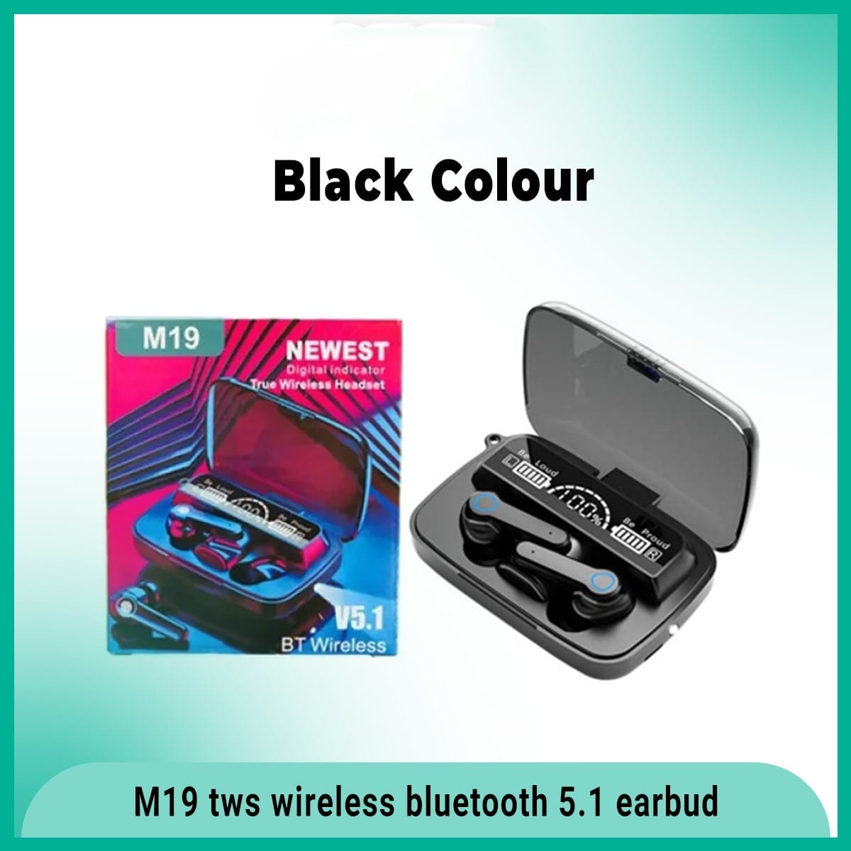Picture of M19 Earbuds TWS Touch Control Wireless Bluetooth 5.1 Headphones With Microphone With flashlight