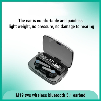 Picture of M19 Earbuds TWS Touch Control Wireless Bluetooth 5.1 Headphones With Microphone With flashlight