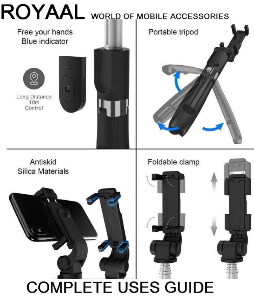 Picture of sneha Xt 02 Selfie Stick Bluetooth Selfie Stick Tripod For Phone 3 In 1 Wireless Monopod For Smartphone Mobile Foldable Handheld