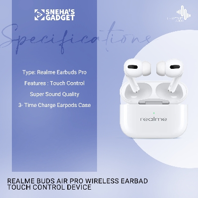 Picture of Exceptional elegant -Top-Tier - Realme Bads Air Pro Wireless earbad Touch Control Device - Exceptional Quality