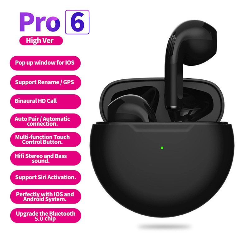 Picture of Pro 6 Wireless Bluetooth Headphones TWS Earphones Mini Heaset with Charging Case Earbuds for All Phone