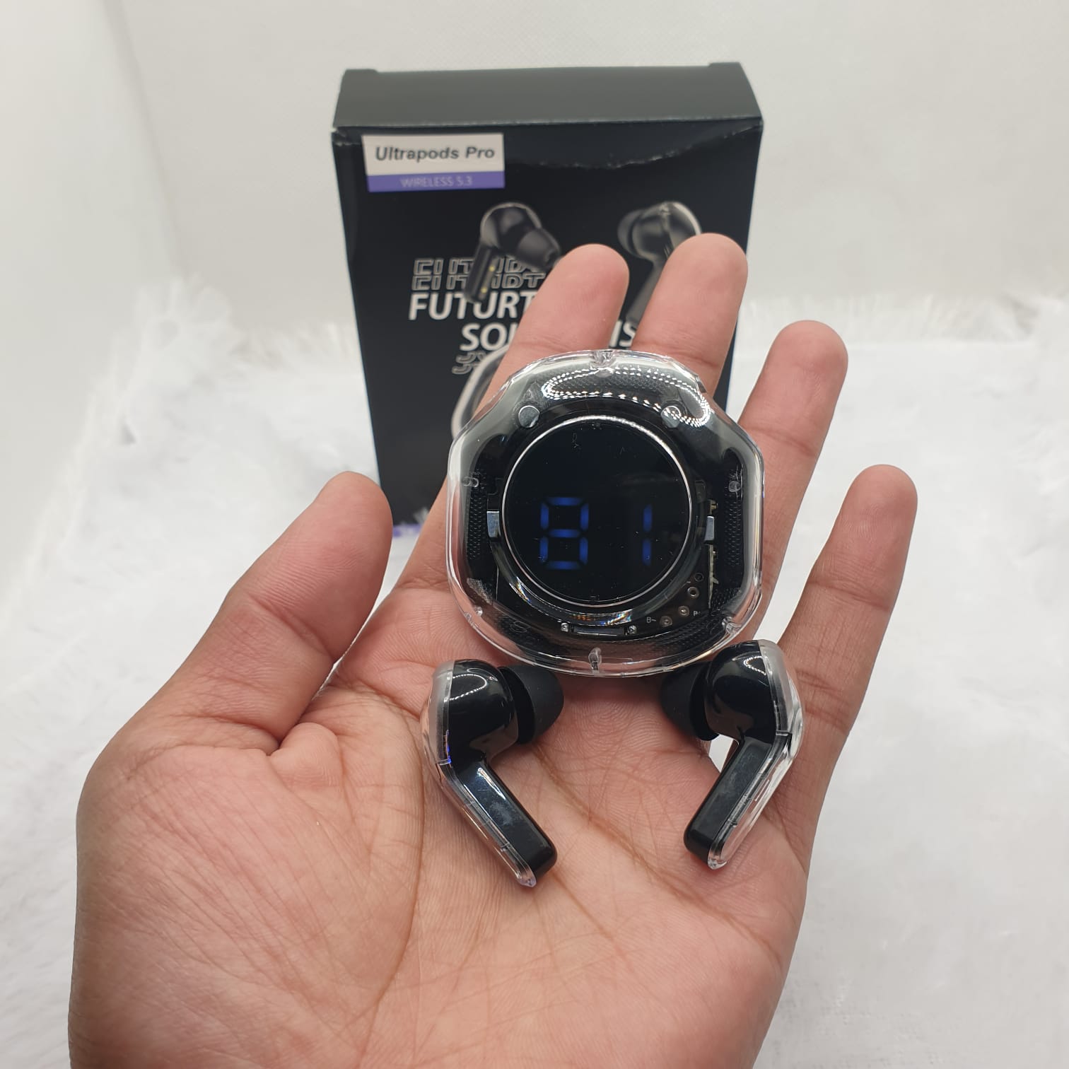 Picture of Ultrapods Pro True Wireless Earbuds with Display Transparent Design, Bluetooth 5.3 Water Proof