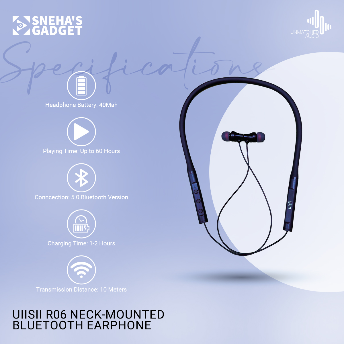 Picture of UiiSii R06 Neck-Mounted Bluetooth Earphone - Headphone