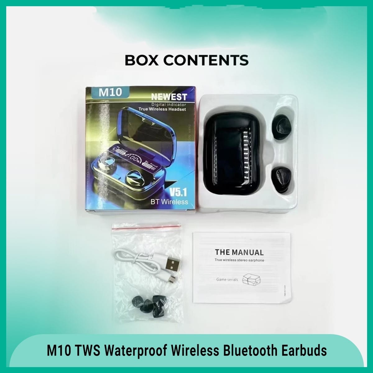 Picture of M10 TWS Earphone 9D Stereo LED Digital Display Touch Digital Noise Reduction Technology - Black