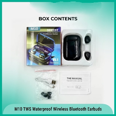 Picture of M10 TWS Earphone 9D Stereo LED Digital Display Touch Digital Noise Reduction Technology - Black