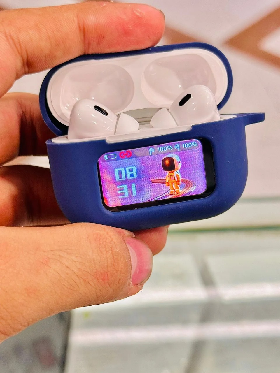 Picture of Case Cover for airpods pro with touchscreen Silicone soft 360 protection case for A9 Pro Max - touchscreen airpods pro with metal hanging clip