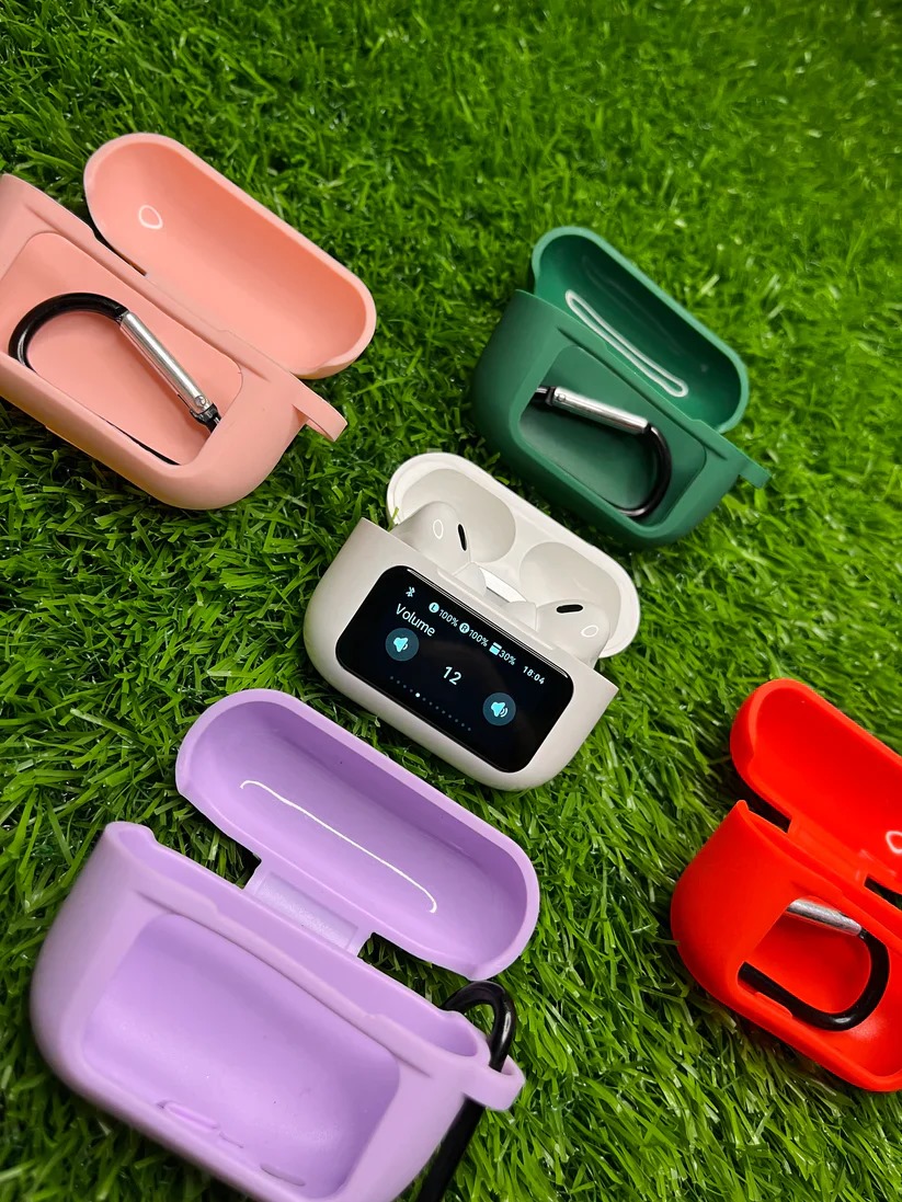 Picture of Case Cover for airpods pro with touchscreen Silicone soft 360 protection case for A9 Pro Max - touchscreen airpods pro with metal hanging clip