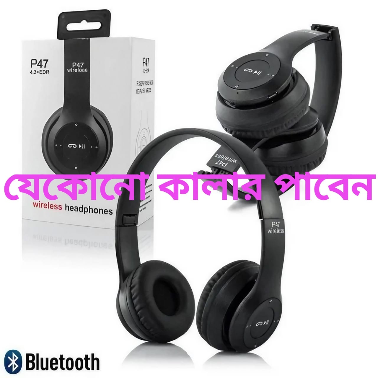 Picture of P47 - Wireless Bluetooth Headphone | In Ear Earphone for Android -