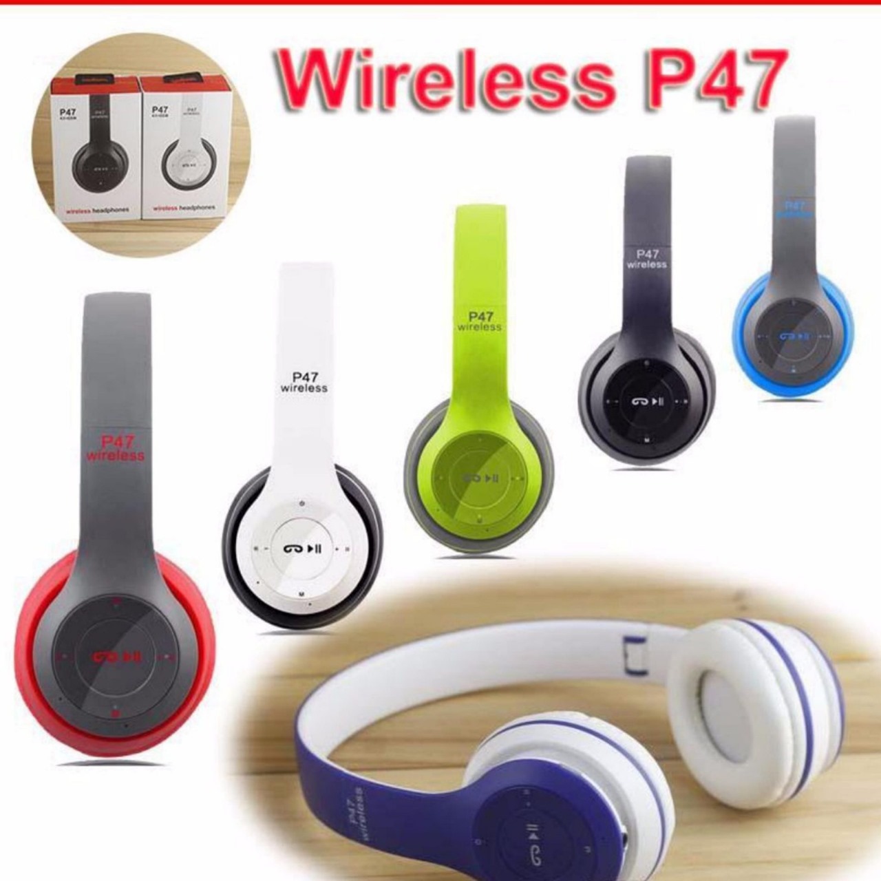 Picture of P47 - Wireless Bluetooth Headphone | In Ear Earphone for Android -