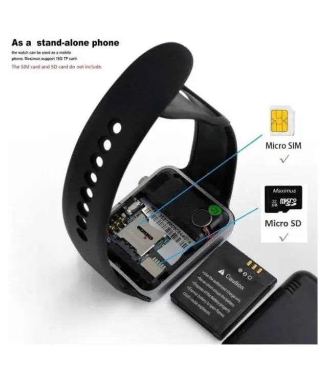 Picture of A1 SIM-Supported Smart Watch with dubble bettery and  Calling Function Memory Card Support 2 ta battery deya hobe
