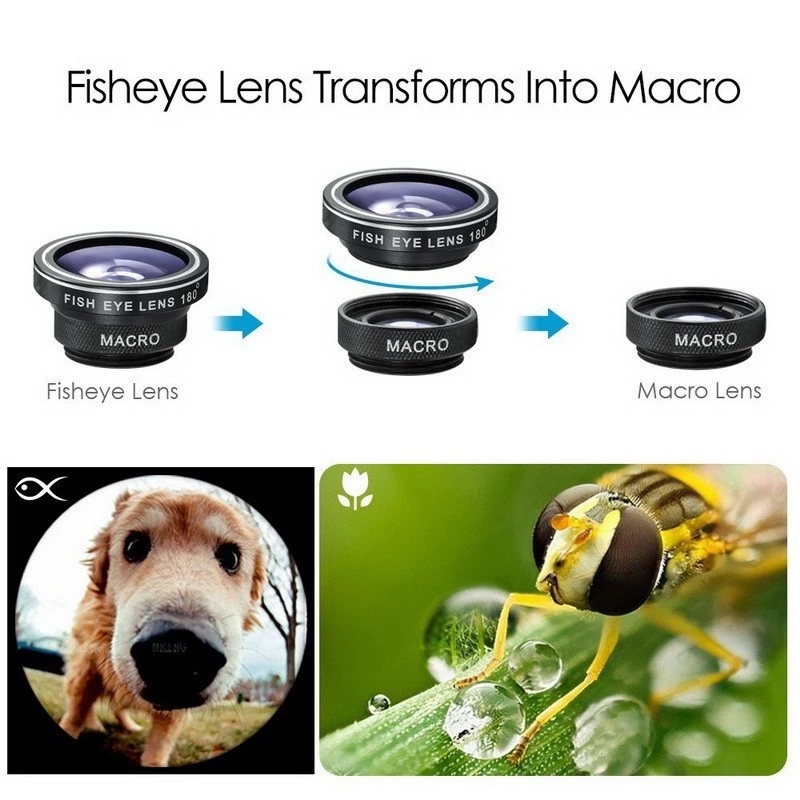 Picture of Universal Mobile Clip-on Lens With 3-in-1 Effect (Fish-eye, Wide-Angle, Macro)