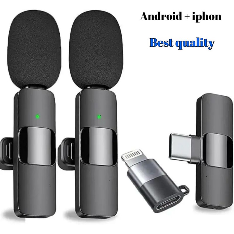 Picture of K9 Wireless Dual Microphone Professional Lapel Lavalier Microphone Remove Noise For Type C+Apple
