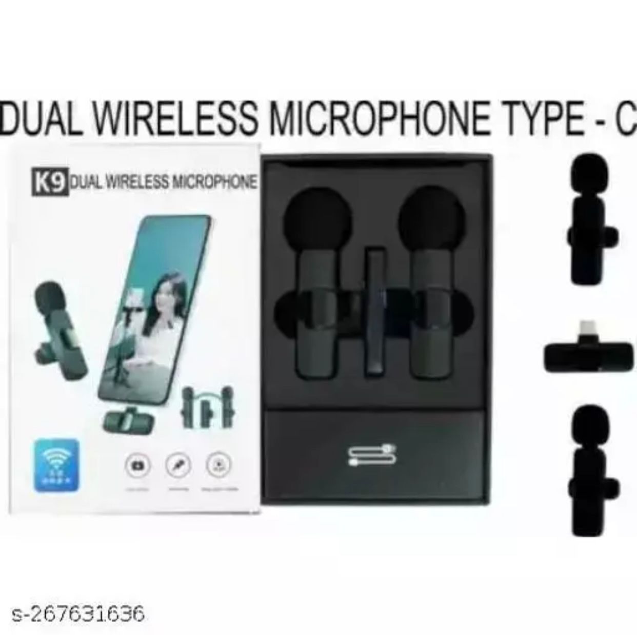 Picture of K9 Wireless Dual Microphone Professional Lapel Lavalier Microphone Remove Noise For Type C+Apple