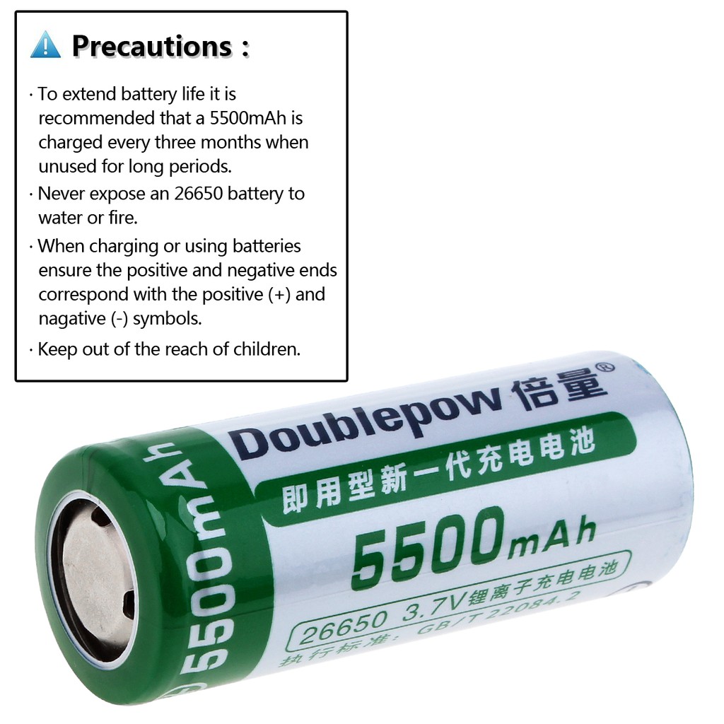 Picture of 26650 Rechargeable Battery DP-5500mAh 26650 3.7V Rechargeable Battery 26650 Rechargeable Lithium Battery Flat Head Battery For Solar Light Flash Light