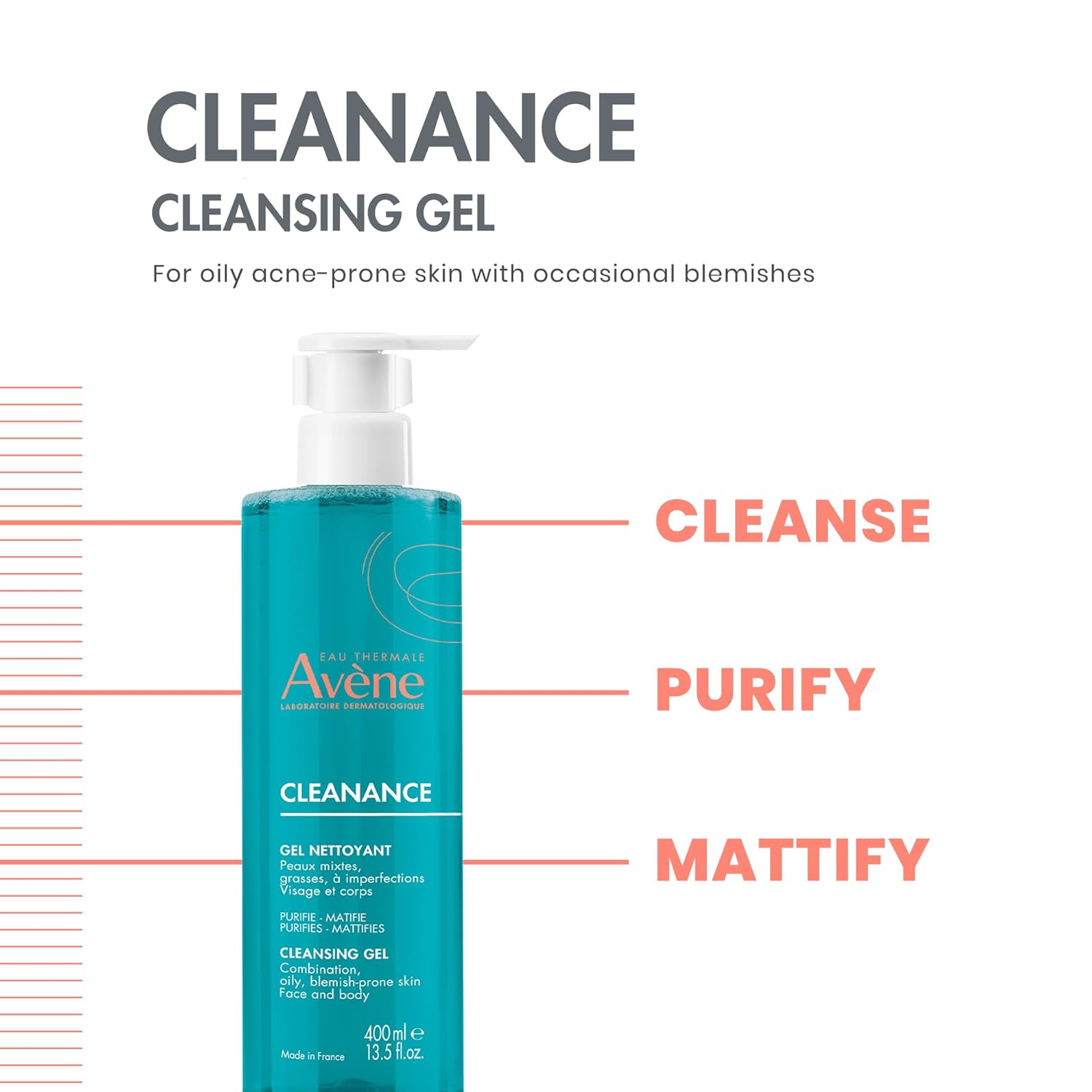Picture of Avène Cleanance Cleansing Gel Soap Free Cleanser for Acne Prone, Oily, Face & Body, Alcohol-Free