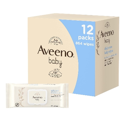 Picture of AVEENO Baby Daily Care Wipes - Cleanse Gently and Efficiently - Baby Wipes - Baby Essentials - 72 Wipes,