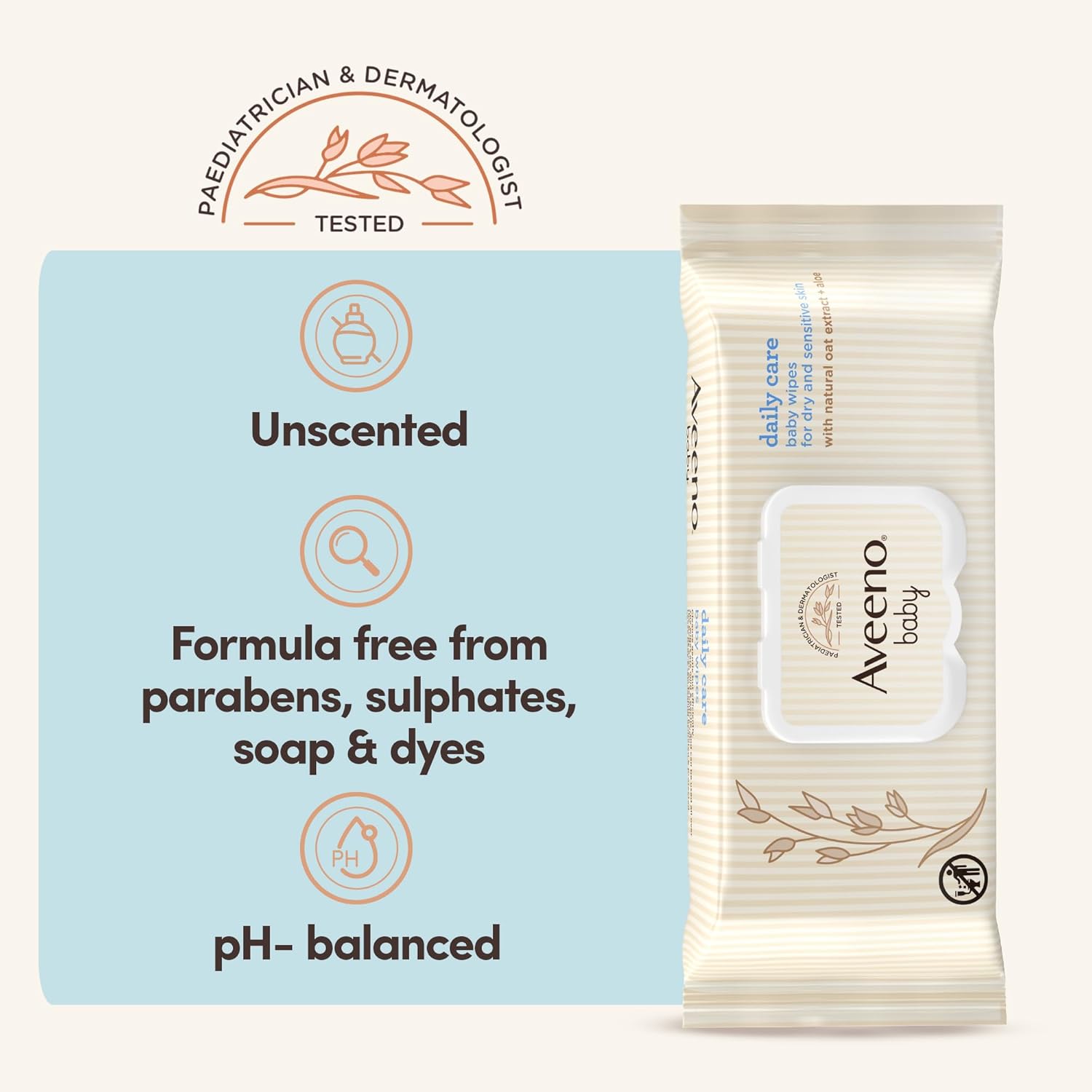 Picture of AVEENO Baby Daily Care Wipes - Cleanse Gently and Efficiently - Baby Wipes - Baby Essentials - 72 Wipes,