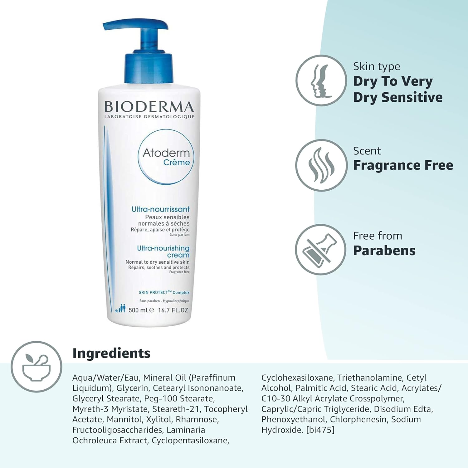 Picture of Bioderma - Atoderm Cream - Hydrating Body Lotion - Body Moisturizer for Normal for Dry Sensitive Skin