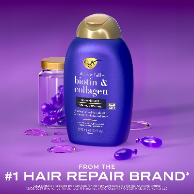 Picture of OGX Thick & Full + Biotin & Collagen Volumizing Shampoo, Nutrient-Infused Hair Shampoo