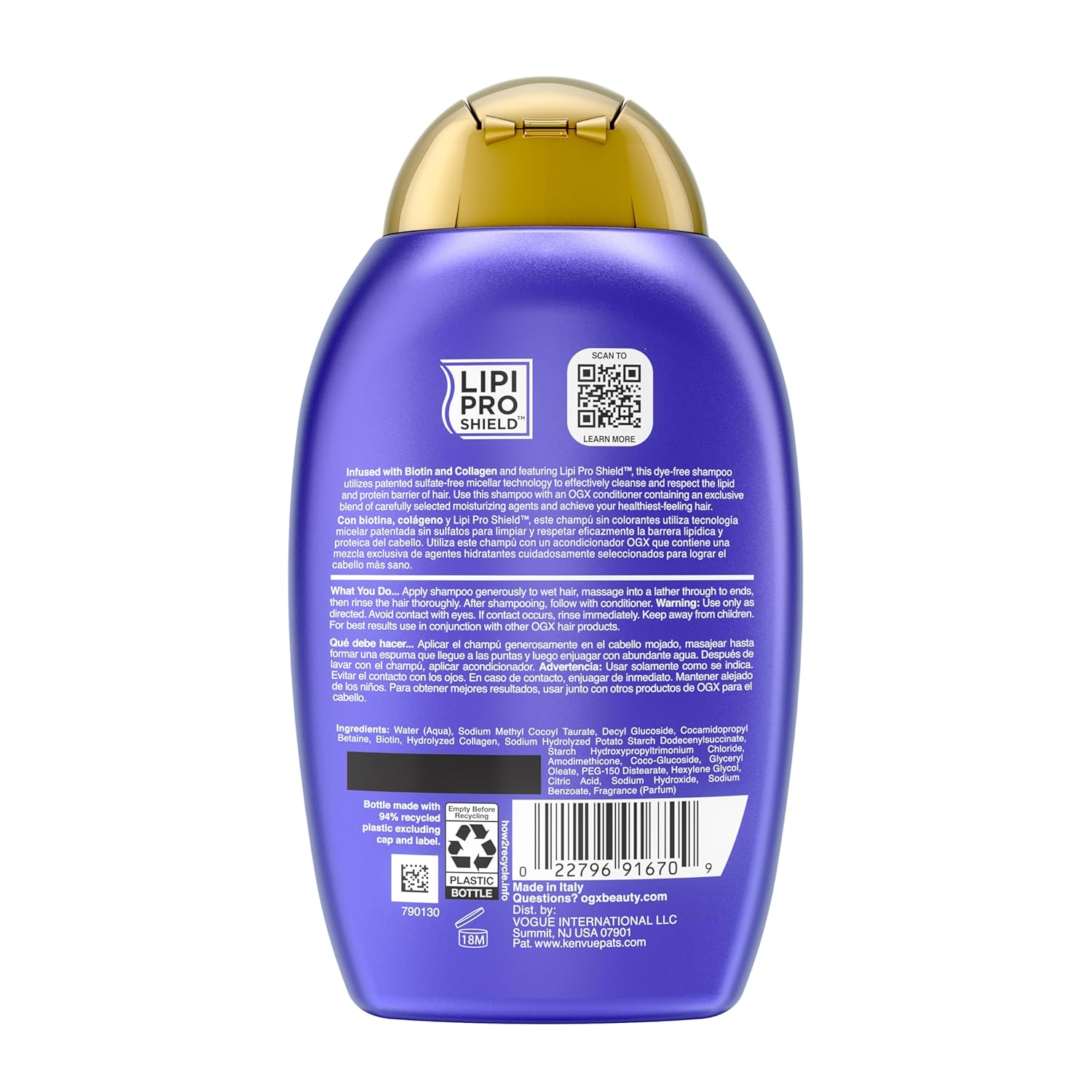 Picture of OGX Thick & Full + Biotin & Collagen Volumizing Shampoo, Nutrient-Infused Hair Shampoo
