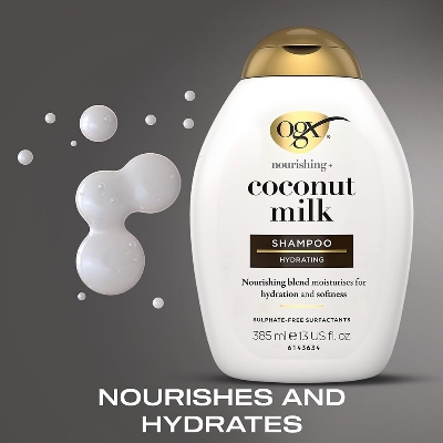 Picture of OGX Nourishing + Coconut Milk Moisturizing Shampoo, Hydrating & Restoring Shampoo