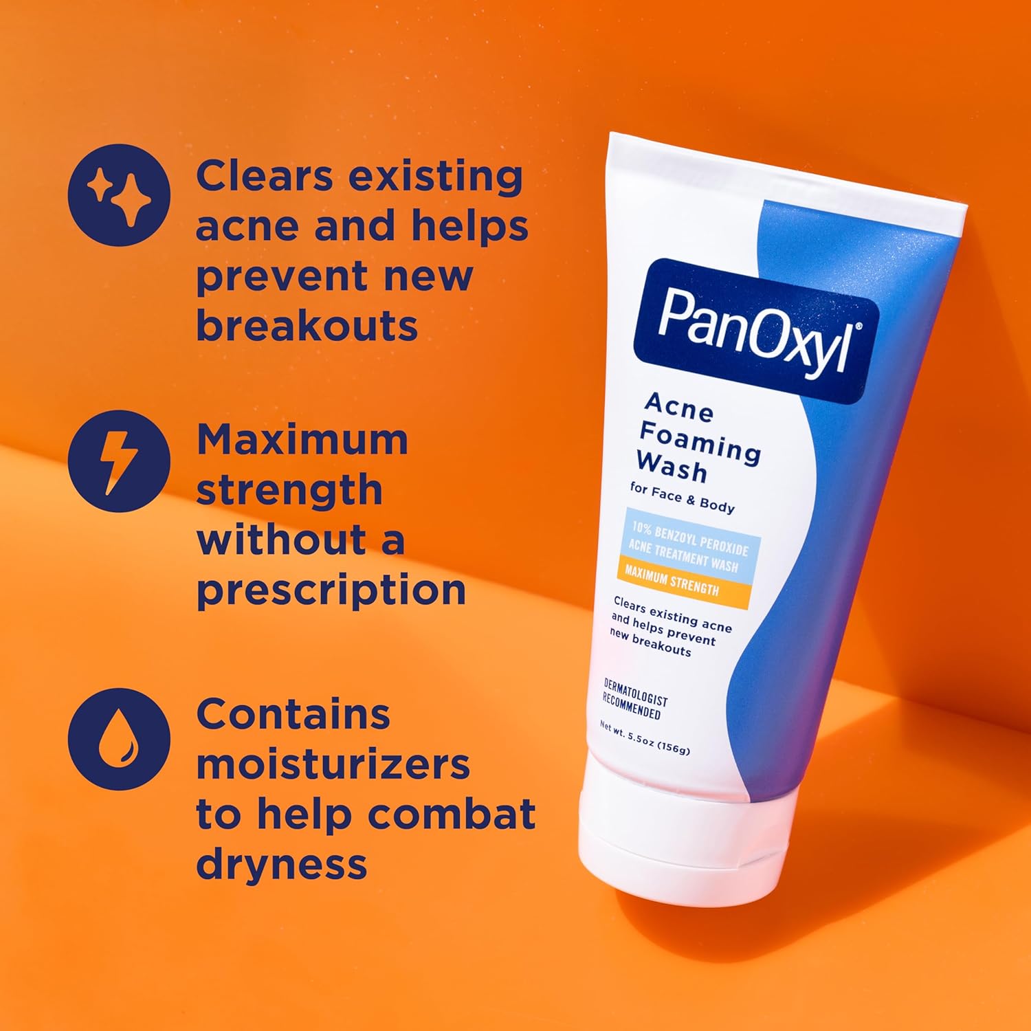 Picture of PanOxyl Acne Foaming Wash Benzoyl Peroxide 10% Maximum Strength Antimicrobial,