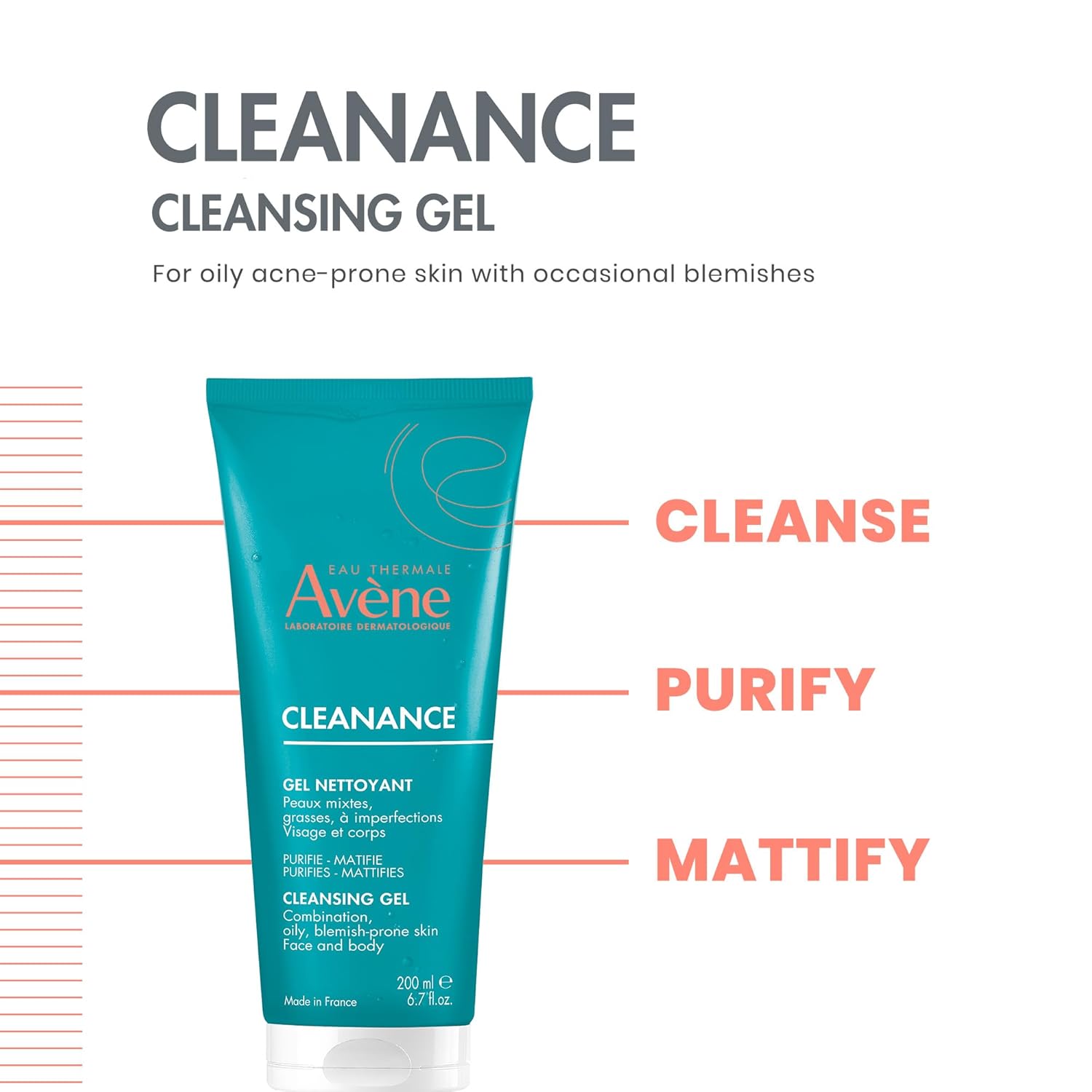 Picture of Avène Cleanance Cleansing Gel Soap Free Cleanser for Acne Prone, Oily, Face & Body, Alcohol-Free