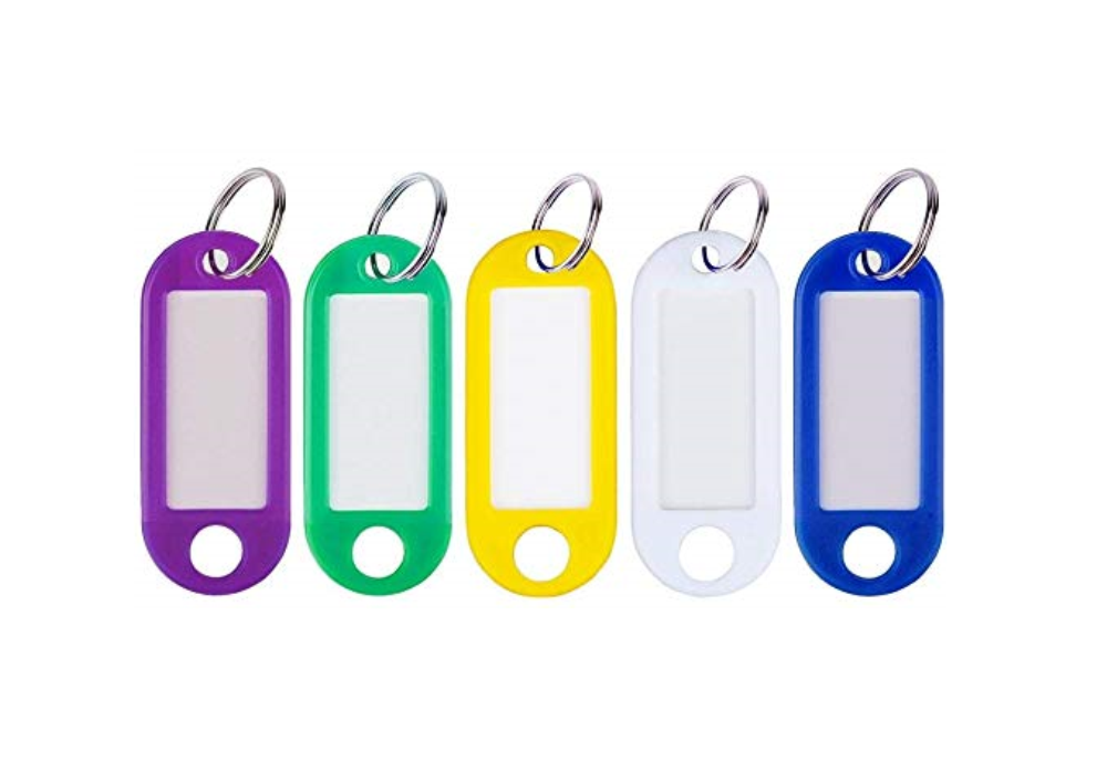 Picture of Plastic Key Fobs Luggage ID Tag Labels Key Rings with Name Cards, Pack of 5