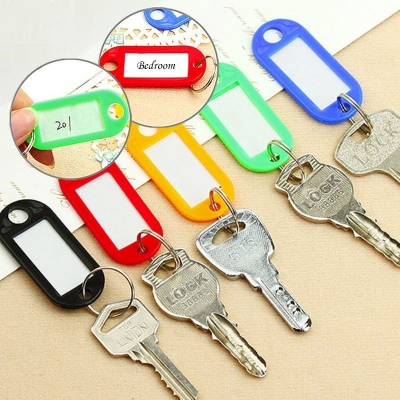Picture of Plastic Key Fobs Luggage ID Tag Labels Key Rings with Name Cards, Pack of 5
