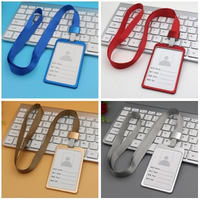 Picture of Aluminum Colorful Metal Business ID Card Holder with Lanyard