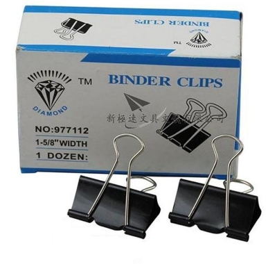 Picture of 12pcs Diamond Binder Clip Black 41mm 1-5/8”